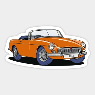 MGB Vintage Classic Car in Orange Sticker